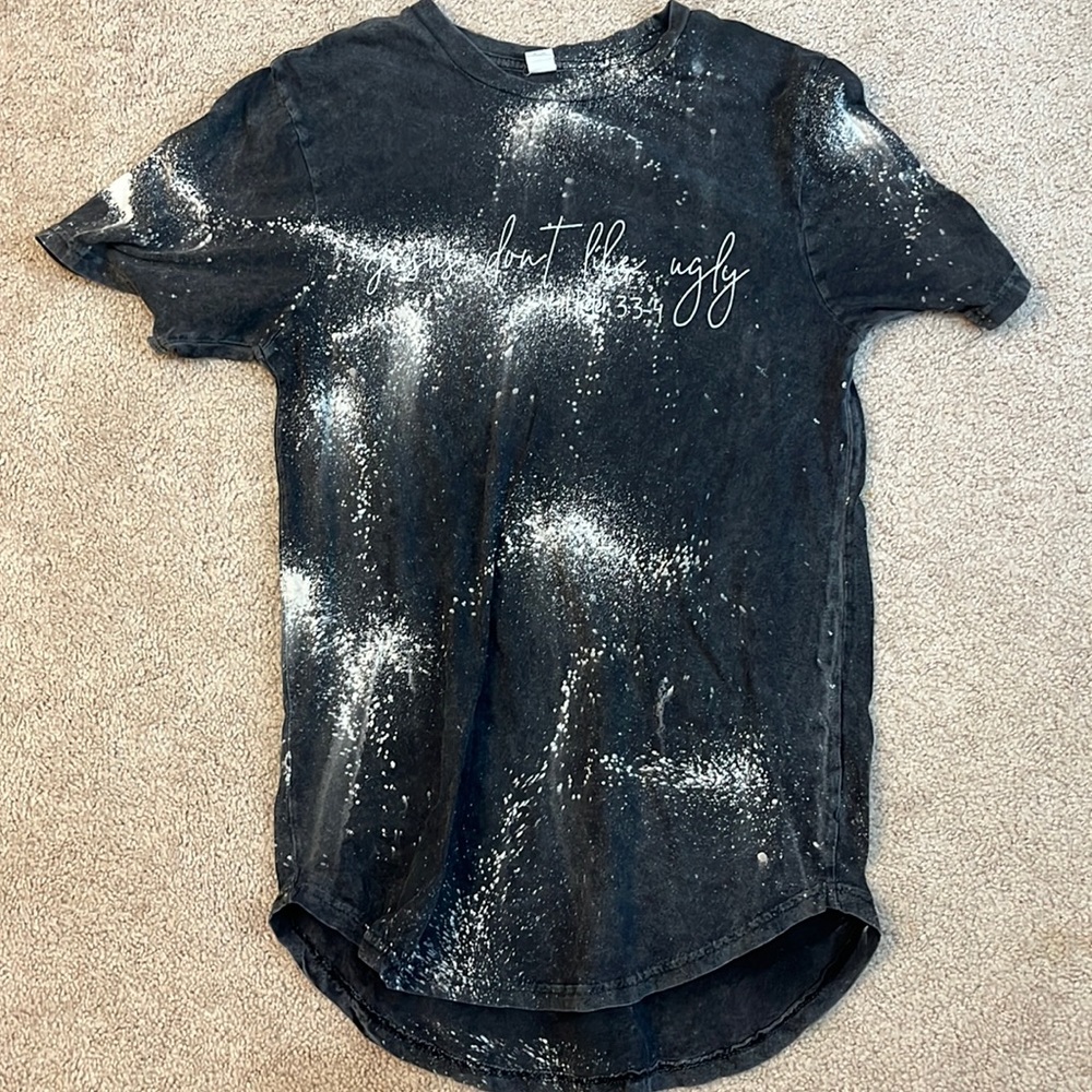 1 Peter 3:3-4 Grey and White Splatter T-Shirt